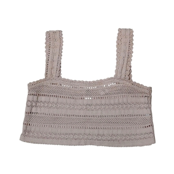 Aerie Crochet Textured Crop Sand Size Small - Picture 3 of 11